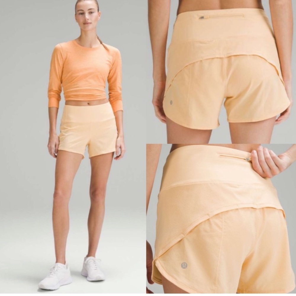 Lululemon Speed Up High Rise Lined Short 4” Summer Glow Size 10